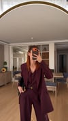 MÜRDÜM  YELEKLİ  PİLE DETAY PALAZZO OVERSİZE CEKET TAKIM ELBİSE1