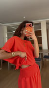 Nar çiçeği  Lastikli Bluz Şalvar Pantolon Takım 