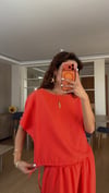 Nar çiçeği  Lastikli Bluz Şalvar Pantolon Takım 