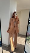 NUDE PİLE DETAY PALAZZO PANTOLON  OVERSİZE  ASTARLI CEKET TAKIM ELBİSE 