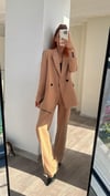 NUDE PİLE DETAY PALAZZO PANTOLON  OVERSİZE  ASTARLI CEKET TAKIM ELBİSE 