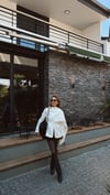 Pelerin Detaylı Blazer Beyaz