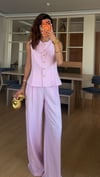 Pembe Gold Düğmeli  Yelek Pantolon Takım 
