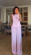 Pembe Gold Düğmeli  Yelek Pantolon Takım 