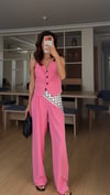 Pembe Yelek Palazzo Pantolon Takım