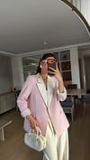 Pudra Krem Geçişli Blazer Garnili Palazzo Takım Elbise 