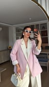 Pudra Krem Geçişli Blazer Garnili Palazzo Takım Elbise 