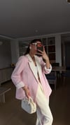 Pudra Krem Geçişli Blazer Garnili Palazzo Takım Elbise 