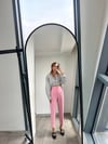 PUDRA PEMBE YÜKSEK BEL FİLETO  PANTOLON