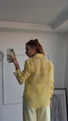 Sarı Keten Etnik Desen Gömlek 