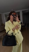 SARI  PİLE DETAY PALAZZO PANTOLON  OVERSİZE  ASTARLI CEKET TAKIM ELBİSE1