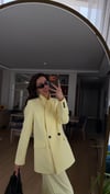 SARI  PİLE DETAY PALAZZO PANTOLON  OVERSİZE  ASTARLI CEKET TAKIM ELBİSE1