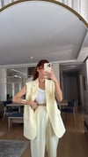 Sarı Uzun Vatkalı Yelek Havuç  Pantolon Takım 