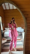 Şeker Pembesi  Uzun Vatkalı Yelek Havuç  Pantolon Takım 