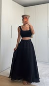 Siyah Astarlı Bel Lastikli Romantik Tül Etek 