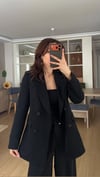 Siyah Bel Lastikli Pantolon Blazer Ceket Takım Elbise 