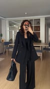 Siyah Bel Lastikli Pantolon Blazer Ceket Takım Elbise 