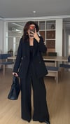Siyah Bel Lastikli Pantolon Blazer Ceket Takım Elbise 