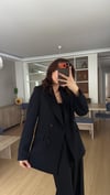 Siyah Bel Lastikli Pantolon Blazer Ceket Takım Elbise 