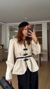 Siyah Çin Düğme Kemerli Takım 