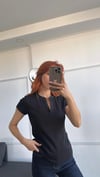 Siyah Damla Yaka Cotton Tshirt