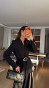 Siyah Gold Bel Kemer Detaylı Şık  Takım 