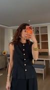 Siyah Gold Düğmeli  Yelek Pantolon Takım 