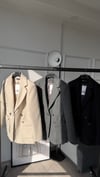 Siyah Kaşe Belden Oturtma Ayarlanır Blazer Ceket 