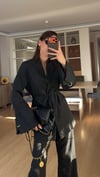 Siyah Kimono Kesim Dik  Yaka  Takım