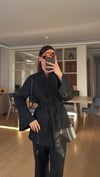 Siyah Kimono Kesim Dik  Yaka  Takım
