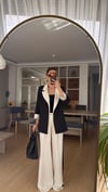 Siyah  Krem Geçişli Blazer Garnili Palazzo Takım Elbise 