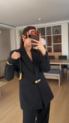 Siyah  Paça ve Cep Gold Düğmeli Takım Ekbise 