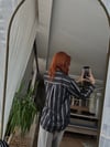 Siyah Saten Pamuk Floş Baskı Gömlek