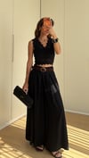 Siyah Tensel Kemerli Bel Lastikli Etek Pantolon 