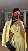 SOFT SARI  YELEKLİ PİLE DETAY PALAZZO OVERSİZE CEKET TAKIM ELBİSE 