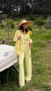 SOFT SARI  YELEKLİ PİLE DETAY PALAZZO OVERSİZE CEKET TAKIM ELBİSE 
