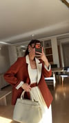 Tarçın Krem Geçişli Blazer Garnili Palazzo Takım Elbise 