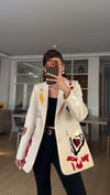 Taş Nakışlı Yazılı Tasarım Astarlı Blazer