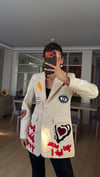 Taş Nakışlı Yazılı Tasarım Astarlı Blazer