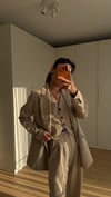 TAUPE  YELEKLİ  PİLE DETAY PALAZZO OVERSİZE CEKET TAKIM ELBİSE2