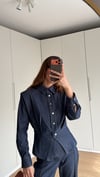 Vatkalı Çıtçıtlı  Ceket Pantolon Denim Takım