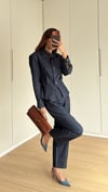 Vatkalı Çıtçıtlı  Ceket Pantolon Denim Takım