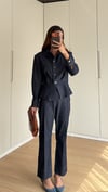 Vatkalı Çıtçıtlı  Ceket Pantolon Denim Takım
