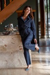 Vatkalı Çıtçıtlı  Ceket Pantolon Denim Takım