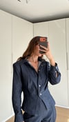 Vatkalı Çıtçıtlı  Ceket Pantolon Denim Takım