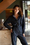 Vatkalı Çıtçıtlı  Ceket Pantolon Denim Takım