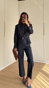Vatkalı Çıtçıtlı  Ceket Pantolon Denim Takım