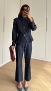 Vatkalı Çıtçıtlı  Ceket Pantolon Denim Takım