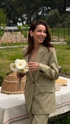 ZEYTİN YEŞİLİ YELEKLİ PİLE DETAY PALAZZO OVERSİZE CEKET TAKIM ELBİSE 