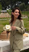 ZEYTİN YEŞİLİ YELEKLİ PİLE DETAY PALAZZO OVERSİZE CEKET TAKIM ELBİSE 